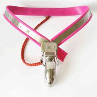 Wholesale NXY Chastity Device Black Pink Stainless Steel y Style Male Belt Cock Cages Penis Ring Bondage Sex Toys for Man G220107