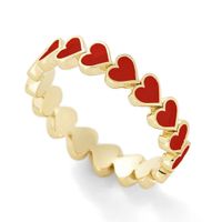Wholesale Adorable Colorful Enamel Heart Surrounded Stacking Gold Love Rings for Women Minimalist Jewelry for Women Best Friend Men s Ring