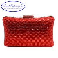 Wholesale Large Evening Bag Red Black Metal Clutch Bags for Womens Wedding Prom Dinner Party Luxury Hard Case Crystal Clutches