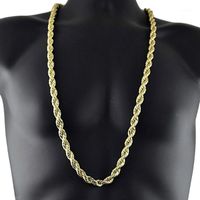 Wholesale new rendy cm Men s hip hop Necklace L Stainless Steel mm Huge Wheat Rope Necklace Chains Link chain CARA11061