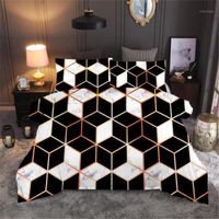 Wholesale Bedding Sets Set Black And White Geometric Tile Duvet Cover X240 King Size Quilt Pillowcase Bedspread On The Bed1