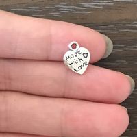 Wholesale DIY Charms Small Made with Love Heart Charm Antique Silver Tone Pendant Charm for Bracelet Necklace Earring Zipper Pulls Jewelry