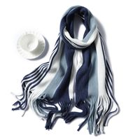 Wholesale new women scarf knit winter cashmere scarves warm neck blanket striped female foulard Y201007