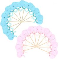 Wholesale Other Festive Party Supplies Blue Pink Cute Elephant Animal Cupcake Toppers Baby Shower Girl Boy Kids Birthday Cake Decorating Supp