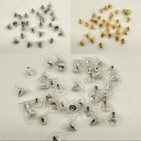 Wholesale DIY Metal Ears Stud Cap Bullet Shaped Women Earring Backs Golds Silver Plating Ear Plug Jewelry Findings Plastic Sheet yz L2