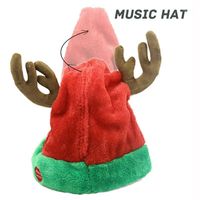 Wholesale Christmas Decorations Choice Musical Bell Santa Antler Hat Singing Dancing Moving Electric Plush Adult Winter Warm Gif1