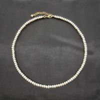 Wholesale Chains mm White Freshwater Pearl Necklace K Gold Filled Adjustable Chain Pearls Beaded Exquisite Choker Collier Perles Perlas Women