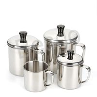 Wholesale Silver Stainless Steel Cup Tough Office Water Cups Mirror Polishing Small Tea Mug With Lid Mugs Dining Hotel School Canteen BH4174 TYJ