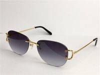 Wholesale selling outdoor fashion sunglasses frameless round frame retro avant garde design uv400 light color decorative eyewear