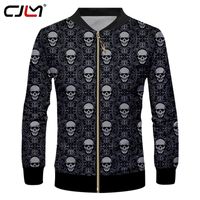 Wholesale CJLM Man Zip Jacket Street Style Men s Long Sleeve Zipper Coat Printed Geometric Pattern Skulls Home Outwear LJ201013