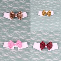 Wholesale Lovely Dog Apparel Bow Tie Lattice Easy To Clean Fake Ties Pet Dogs Sticker Necklace Jewelry Clothes Fashion Accessories Choker gya K2