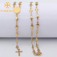 Wholesale Pendant Necklaces FINE4U N419 Stainless Steel Cute Cross And Virgin Mary Necklace Religious Catholic Christian Jewelry For Women1