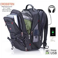 Wholesale Crossten quot Laptop Backpack Waterproof USB Charge Port Swiss style Multifunctional Rucksack Schoolbag Mochila Hiking Travel bag Q1104