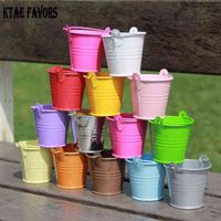 Wholesale KATE FAVORS Metal Mini Bucket Colored Wedding Party Favour Box Gift Pails Candy Box