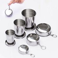 Wholesale Portable Stainless Steel Folding Drinking Wine Cup Mug for Outdoor Travel Picnic Key Chain Collapsible Telescopic Cup ml ml