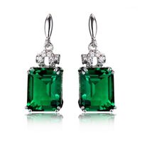 Wholesale Silver Color Emerald Jewelry Earrings for Women Peridot Mystic Jade Bizuteria Gemstone Garnet Emerald Drop Earrings Female1