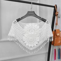 Wholesale Scarves Shopping Fashion Wide Collar Girls Travel Lace Tassels Cloak Crochet Knit Women Shawl Cape Party Tippet1