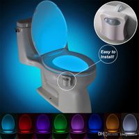 Wholesale 8 Colors LED Toilet Nightlight Motion Activated Light Sensitive Dusk to Dawn Battery operated Lamp lamparas Toilet Bowl Night