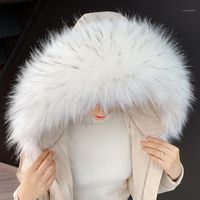 Wholesale Scarves High Quality Faux Fur Collar Women Winter Jackets Coat Hood Decoration Warm Shawl Men Luxury1