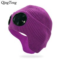 Wholesale Beanie Skull Caps Casual Winter Ladies Knitted Hat With Removable Glasses For Women Men Warm Ear Flaps Beanies Skullies Ski Cap Outdoor Spor
