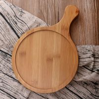 Wholesale Bamboo Round Pizza Tray With Handle Baking Pizza Cutting Board Tray Bamboo Round Food Trays Food Grade Home Tools Size KKF2075