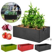 Wholesale 2mm Thickness Square Fabric Felt Garden Grow Bags Economic Pots with Handles Planting Containers for Flowers Plant Vegetables NHF13032