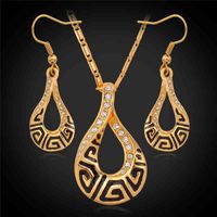 Wholesale jewelry Luxury G vintage Necklace Pendant Earrings Real K Gold Plated Fashion Jewelry Set Austria Jewellery YS692