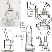 Wholesale recycler oil rig glass pipe Tips with Titanium and Quartz Nail Dabber Dish mm pure bongs beaker