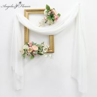 Wholesale Decorative Flowers Wreaths White Chiffon Fabric Polyester Yarn Wedding Background Decor Tulle Roll Sheer Crystal DIY Party Supplies Chair