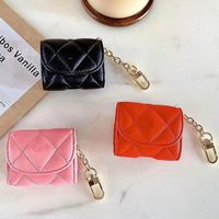 Wholesale Luxury PU Leather Case For Apple Airpods Pro Protective Cover Hook Clasp Keychain Anti Lost Fashion Earphone Cases