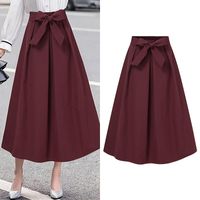Wholesale Skirts Elegant Celmia Women High Waist Casual Bow Bandage A line Midi Skirt Pleated Solid Office Lady Femme Plus Size