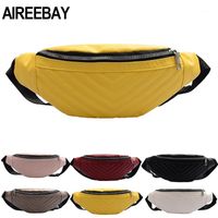 Wholesale Waist Bags AIREEBAY Leather Fanny Pack For Women Bag Casual Waterproof Antitheft Ladies Walking Belts Chest Bags1