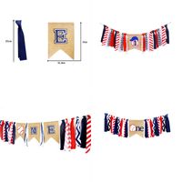 Wholesale Sports Baseball Theme Party Banner Linen Cloth Letters One Pull Flag Decorative Banners For Child Birthday Supplies yq E1