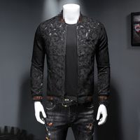 Wholesale 2021 autumn and winter new tide models men s clothing embroidered crown small bee dark flower medal jacket slim zipper jacket