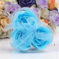 Wholesale Heart Shape Rose Soap PVC Box Packed Handmade Flower Paper Flower Soap Rose Valentines Day Birthday Party Gifts HWE12433