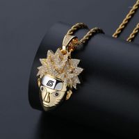 Wholesale Naruto Uzumaki Pendant Necklace Mens necklace Iced Out CZ Chains Hip Hop Punk Gold Color Charms Jewelry Gifts1
