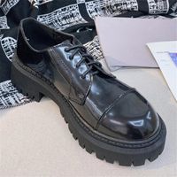 Wholesale 2021 new women shoes high quality Tractor mm Lace Up Derby in black smooth calfskin Ladies Dress shoes size
