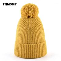 Wholesale Beanie Skull Caps Fashion Knitted Wool Hats For Women Winter Beanies Solid Color Keep Warm Cap Pompom Skullies Woman s Beanie Gorros La