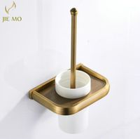 Wholesale Toilet Brushes Holders Antique Brass Brush Holder With Ceramic Cup Household Products Bath Decoration JM FZC1