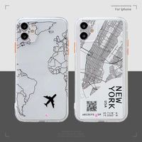 Wholesale Phone Case Map New York USA Soft TPU For iPhone Pro Max XR XS Plus Fashion Clear Tranparent Silicone Phone Cover Skin Cases