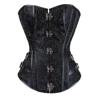 Wholesale Bustiers Corsets And Women Sexy Steampunk Jacquard Pirate Faux Leather Corselete Studded Overbust Carnival Party Clubwear