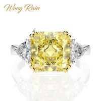 Wholesale Wong Rain Sterling Silver Created Moissanite Citrine Sapphire Gemstone Wedding Engagement Ring Fine Jewelry