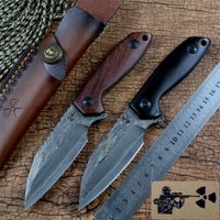 Wholesale Jungle Edge JR7111 Hunting Outdoor Fixed Knife VG10 Damascus Blade Natural Wood Handle with Leather Sheath Hiking Tactical EDC Tools
