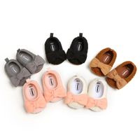 Wholesale First Walkers Born Baby Princess Pink Shoes Home First walker Fleece Flats Toddlers Winter Casual Dressy Bow For Peach Blush