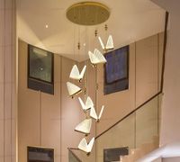 Wholesale Modern Butterfly Shape Chandelier Lighting For Living Room Stair Light Bedroom Bedside Lamps Rotating Stair Long Chandeliers