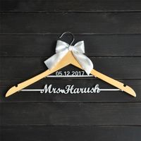 Wholesale Custom Wedding Hanger with bowknot Two Line Name Hanger Personalized Bridal Hanger Bridesmaids Name Hanger Wedding Gift