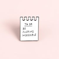 Wholesale White Sticky Note Paper Pins Cute To Do List Enamel Pins Brooches Badges Denim Clothes Bag Pins Gift Friends