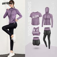 Wholesale Women Yoga Set High waisted Sports Suits Grey Green Blue Workout Clothes Tracksuit Jogging Running Training Gym Sportswear Woman Y201128