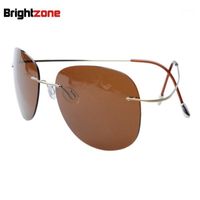 Wholesale Sunglasses Super Light Weight Brightzone Rimless Titanium Frame Polarized Oversizes Sun Glasses Eye Anti UVA UVB UV4001