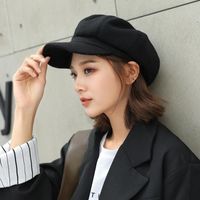 Wholesale Stingy Brim Hats Fashion Autumn And Winter Warm Faux Wool Beret Women Girl French Artist Beanie Hat Ladies Elegant